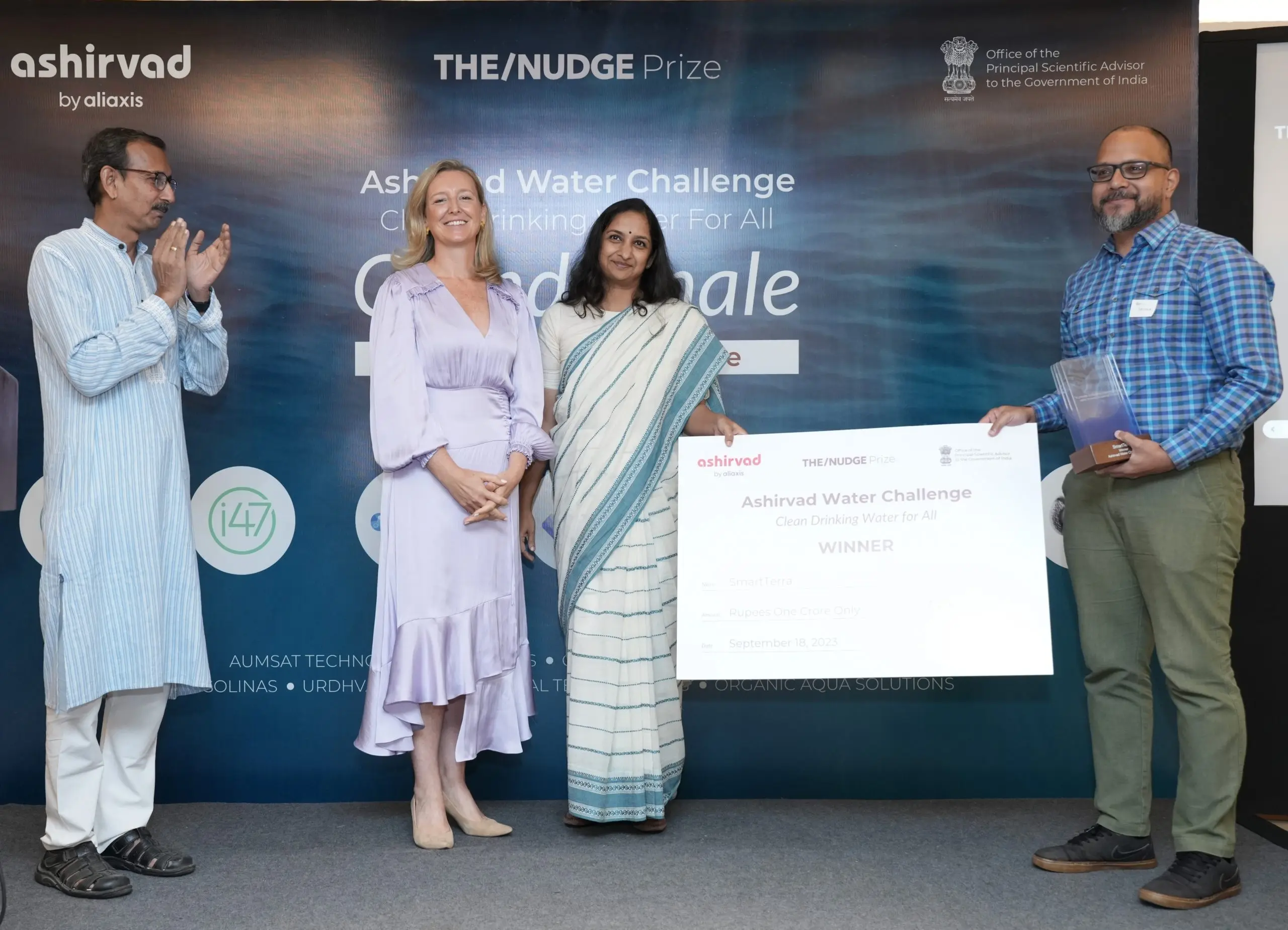 SmartTerra and Solinas Integrity Awarded INR 1 Crore and 75 Lakhs Each as Winners of The/Nudge Prize: Ashirvad Water Challenge 2023