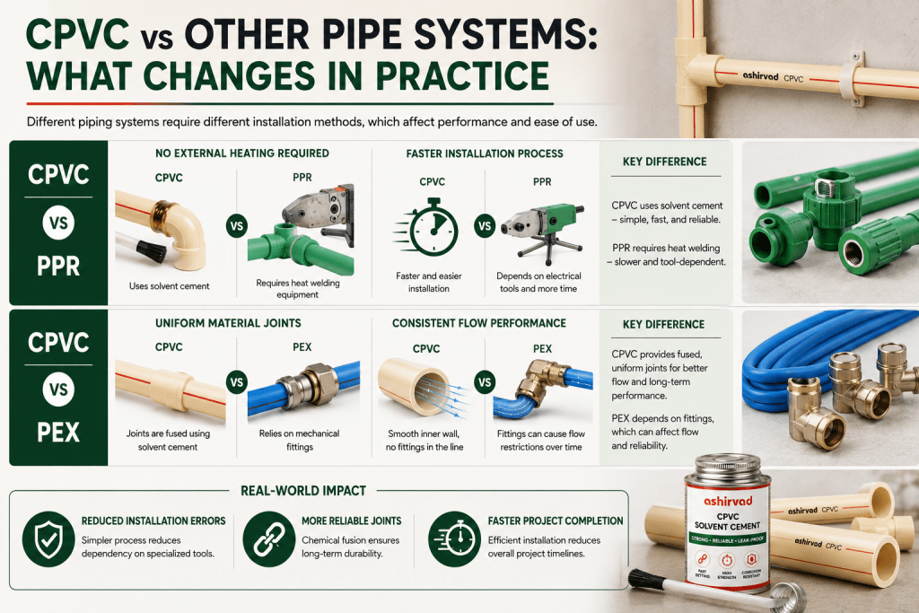 CPVC vs Other Pipe Systems: What Changes in Practice